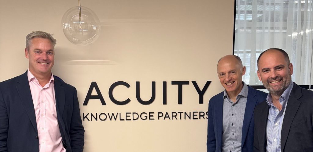 Left to right Stewart Smythe Chief Executive Officer Ascent Jon ODonnell Chief Operating Officer Acuity Knowledge Partners and Robert King Chief Executive Officer Acuity Knowledge Partners
