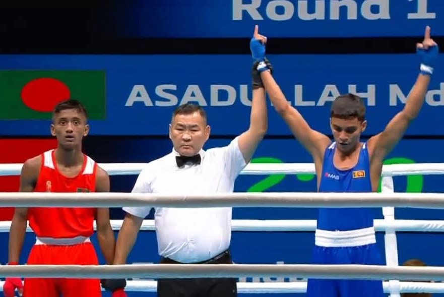Janidu Dhananjaya wins 50kg bout to reach quarterfinals at Asian Youth Games 1 Boxing photo 2